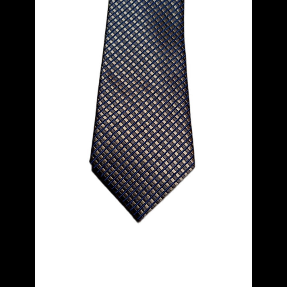 Donald J Trump Brown Navy Check Silk Tie